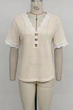 Lace-Trim Button T-Shirt