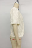 Button-Front Lace Detailed Blouse