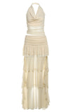 Tiered Halter Skirt Set with Ruched Bodice