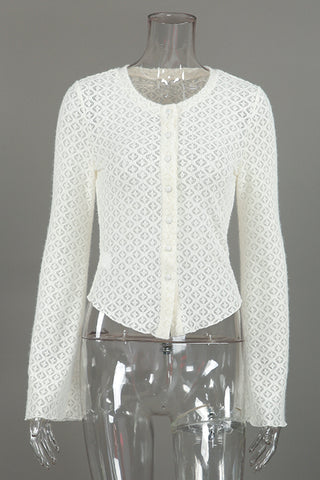 Button-Front Lace Blouse