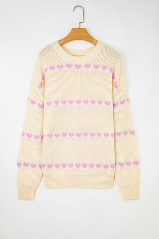 Heart Pattern Knit Sweater