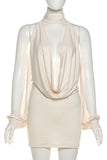 Draped Neck Evening Dress