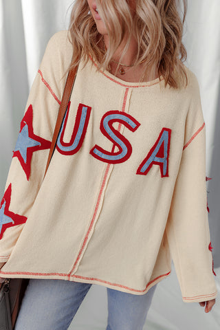 Star Patch Casual Knit Top