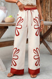 Wide-Leg Printed Casual Pants