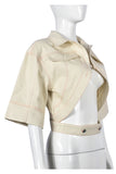 Cropped Open Front Jacket with Buckle Detail