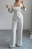 Elegant Square Neck Pants Set
