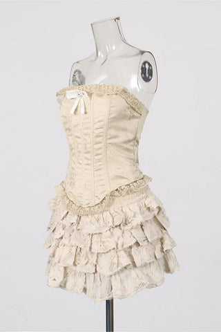 Elegant Lace Ruffle Skirt Set