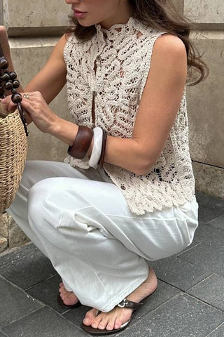 Sleeveless Crochet Lace Vest
