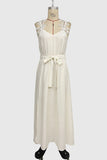 Lace-Trimmed Casual Midi Dress