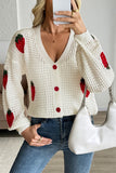 Strawberry-Pattern Knit Cardigan