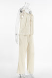 Drawstring Spaghetti Strap Pants Set