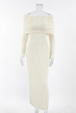 Off-Shoulder Ribbed Casual Dress
