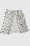 Plaid Asymmetrical Button Midi Skirt