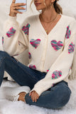 Heart Pattern Button-Front Cardigan