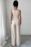 Elegant Peplum Top and Wide-Leg Pants Set