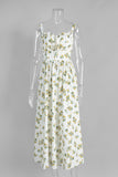 Strawberry Print Smocked Maxi Dress