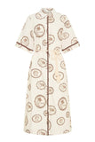 Paisley Print Button Midi Dress