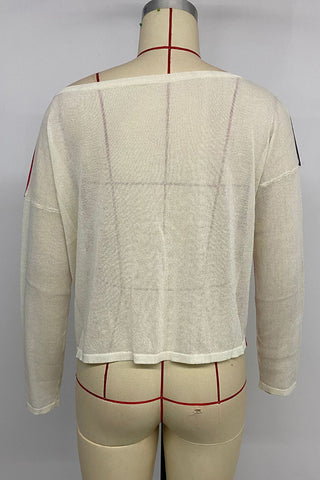 Off-Shoulder Flag Sweater