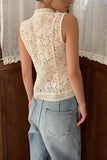 Mandarin Collar Lace Tank Top