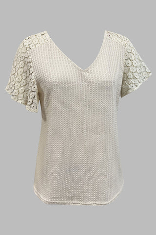 Lace Sleeve Knit T-Shirt