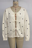 Heart-Patterned Tie-Front Cardigan