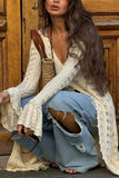 Buttoned Knit Lace Tunic Dress