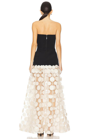 Strapless Evening Gown with Textured Skirt