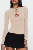 Stylish Ring Detail Long-Sleeve Top