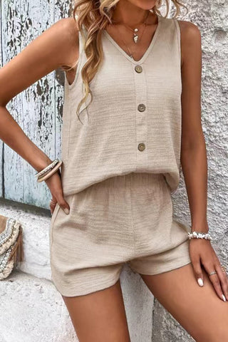 Button-Front Sleeveless Short Set