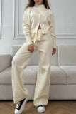 Zip-Up Lounge Set with Wide-Leg Pants