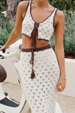 Crochet Skirt Set with Tie-Front Top