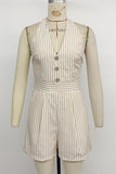 Striped Button-Front Romper