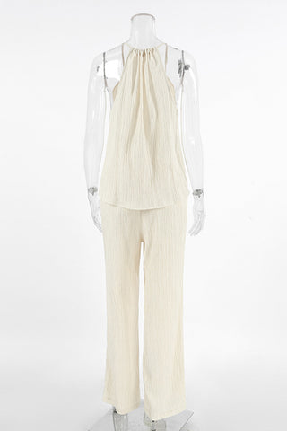 Drawstring Spaghetti Strap Pants Set
