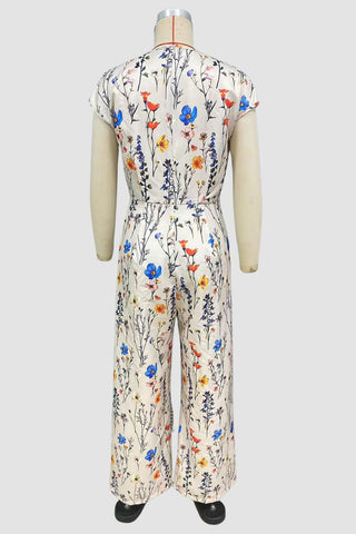 Floral-Print V-Neck Jumpsuit