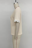 Lace-Trim Button T-Shirt
