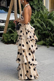 Tiered Polka Dot Halter Dress
