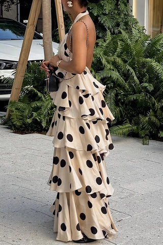 Tiered Polka Dot Halter Dress