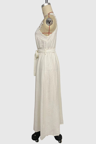 Lace-Trimmed Casual Midi Dress