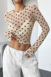 Sheer Polka Dot Long Sleeve Top