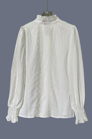 Patterned Button-Front Blouse