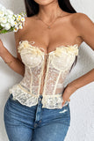 Floral Lace-Up Peplum Bustier