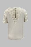 Lace Sleeve Knit T-Shirt