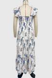 Floral Ruffle-Sleeve Maxi Dress