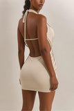 Draped Halter Casual Dress