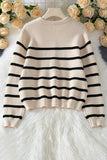 Button-Front Striped Sweater