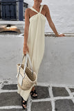 Sleeveless Twist-Neck Maxi Dress