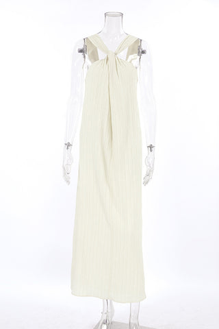 Sleeveless Twist-Neck Maxi Dress