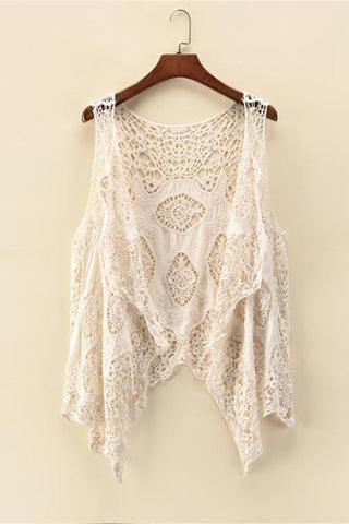 Crochet Sleeveless Layered Blouse