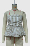Gingham Peplum Tube Top