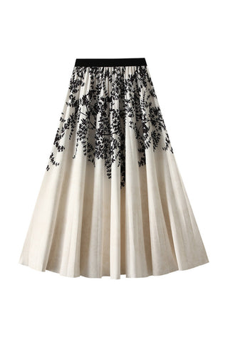 Floral Pleated Maxi Skirt